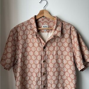 Rhythm. Men's Tan and Cream Patterned Shirt